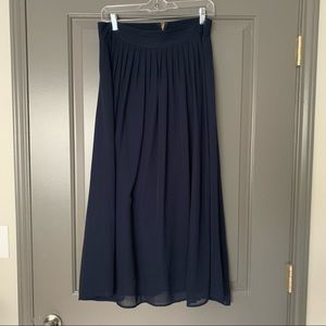 Navy blue pleated maxi skirt